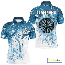 Load image into Gallery viewer, Personalized Blue Grunge Darts Jerseys For Men Custom Darts Team Shirts Polo &amp; Quarter Zip TDM5895