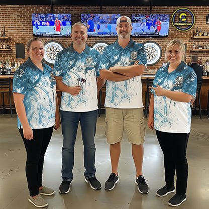 Personalized Blue Grunge Darts Jerseys For Women Custom Darts Team Shirts Polo & Quarter Zip TDM5895