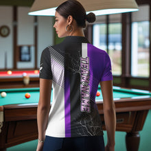 Load image into Gallery viewer, Personalized Black Purple Billiard Polo &amp; 1/4 Zip For Women Custom 8 Ball Pool Billiard Team Jersey TDM3690