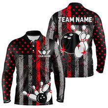 Load image into Gallery viewer, Red And Black Grunge American Flag Patriotic Bowling Shirts For Men Custom Bowling Team Jerseys TDM3696