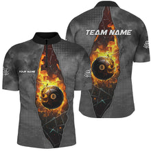 Load image into Gallery viewer, Custom Grey 8 Ball Pool Fire Break Glass 3D Printed Men Billiard Shirts, Billiard Apparel Attire TDM1777