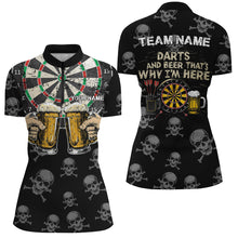 Load image into Gallery viewer, Darts And Beer That's Why I'm Here Custom Skull Darts Shirts For Women Best Drinking Darts Jerseys TDM1981
