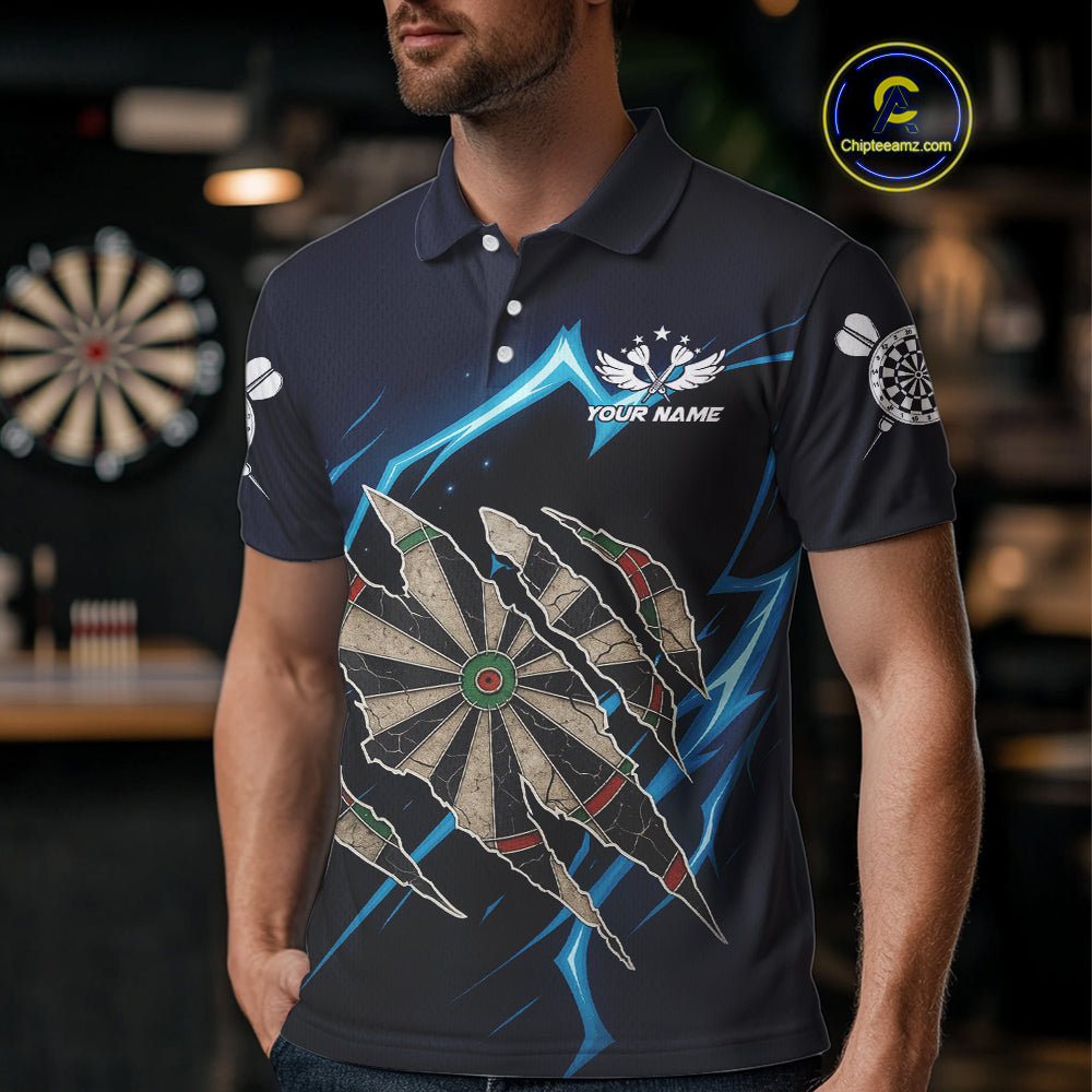Personalized Thunder Lightning Dark Navy Darts Shirt For Men Custom Funny Darts Team Jerseys TDM4336
