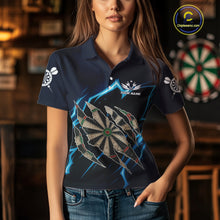 Load image into Gallery viewer, Personalized Thunder Lightning Dark Navy Darts Shirt For Women Custom Funny Darts Team Jerseys TDM4336