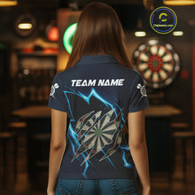 Load image into Gallery viewer, Personalized Thunder Lightning Dark Navy Darts Shirt For Women Custom Funny Darts Team Jerseys TDM4336