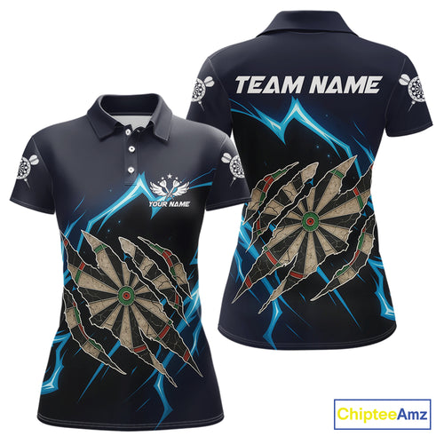 Personalized Thunder Lightning Dark Navy Darts Shirt For Women Custom Funny Darts Team Jerseys TDM4336