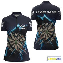 Load image into Gallery viewer, Personalized Thunder Lightning Dark Navy Darts Shirt For Women Custom Funny Darts Team Jerseys TDM4336