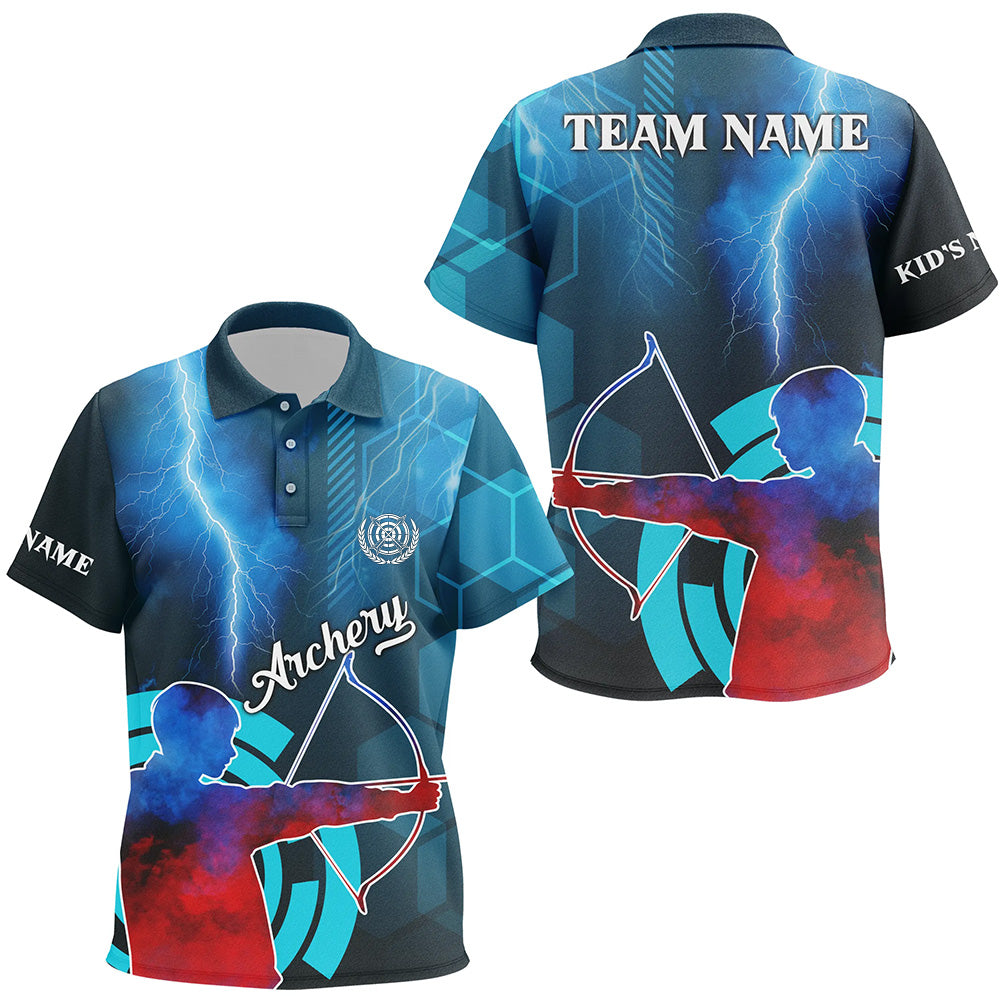 Personalized Archery 3d Thunder Lightning Polo Shirts For Kid Custom Archery Jersey Design For Team TDM0539