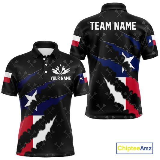 Personalized Texas Flag Darts Pattern Polo & 1/4 Zip For Men Custom Texas Darts Team Jerseys TDM5418