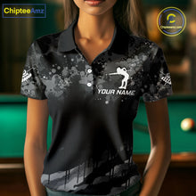 Load image into Gallery viewer, Personalized Grunge Camo Billiard Shirts For Women, 8 Ball Pool Team Jersey Polo &amp; 1/4 Zip TDM5903