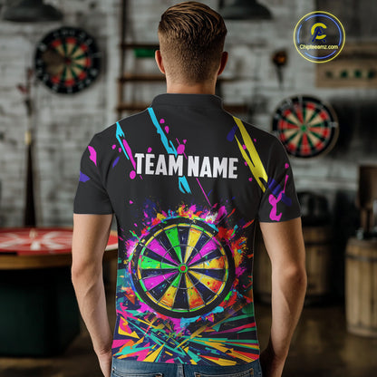 Colorful Neon Darts Shirts For Men Custom Darts Jerseys Polo & 1/4 Zip, Darts Team Shirt TDM3878