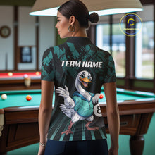 Load image into Gallery viewer, Black And Teal Grunge 8 Ball Pool Billiard Shirt For Women Custom Funny Duck Pool Team Jersey NYN3012