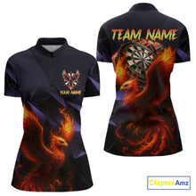 Load image into Gallery viewer, Personalized Phoenix Dartboard 3D Dart Shirts For Women Custom Darts Jerseys Polo &amp; Quarter Zip TDM4164
