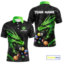 Load image into Gallery viewer, Personalized Green Black 3D Dragon Billiard Balls Pool Shirt For Men, Billiard League Team Jersey TDM4341