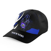 Load image into Gallery viewer, Personalized Blue Grim Reaper 8 Ball Billiard Cap Hats Custom Billiard Hats Gifts For Pool Player TDM2461