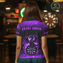 Load image into Gallery viewer, Darts Dragon Fire Flame 3D Printed Darts Shirts For Women Custom Team League Darts Jerseys |Purple TDM4759