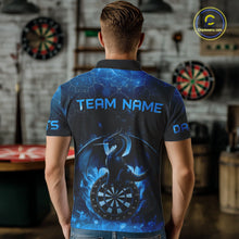 Load image into Gallery viewer, Darts Dragon Fire Flame 3D Printed Darts Shirts For Men Custom Team League Darts Jerseys |Blue TDM4760