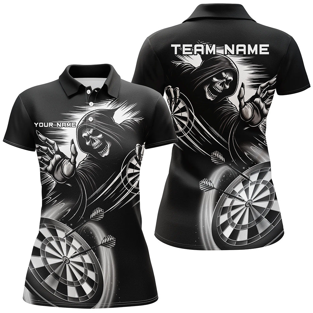 Personalized Black White Grim Reaper Dart Shirts For Women Custom  Dart Jerseys Team Uniform TDM2961