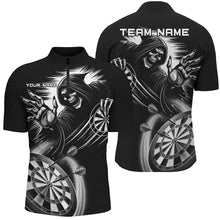 Load image into Gallery viewer, Personalized Black White Grim Reaper Dart Shirts For Men Custom  Dart Jerseys Team Uniform TDM2961