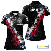Load image into Gallery viewer, Personalized Black Grunge Texas Flag Smoke Darts Shirt For Women, Patriotic Team Dart Jerseys TDM5178