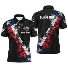 Load image into Gallery viewer, Personalized Black Grunge Texas Flag Smoke Billiard Shirt For Men, Patriotic Texas Billiard Jersey TDM3193