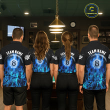 Load image into Gallery viewer, Blue Flaming 8 Ball Billiard Polo &amp; 1/4 Zip For Men Custom Billiard Jersey, Pool Team Shirts TDM5431