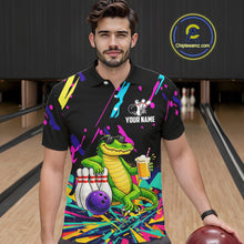 Load image into Gallery viewer, Colorful Bowling Jersey Funny Alligator Bowling Polo &amp; 1/4 Zip For Men Custom Bowling Team Shirts TDM6491