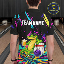 Load image into Gallery viewer, Colorful Bowling Jersey Funny Alligator Bowling Polo &amp; 1/4 Zip For Men Custom Bowling Team Shirts TDM6491