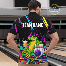 Load image into Gallery viewer, Colorful Bowling Jersey Funny Alligator Bowling Polo &amp; 1/4 Zip For Men Custom Bowling Team Shirts TDM6491