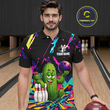 Load image into Gallery viewer, Colorful Bowling Jersey Funny Cactus Bowling Polo &amp; 1/4 Zip For Men Custom Bowling Team Shirts TDM6492