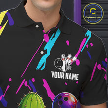 Load image into Gallery viewer, Colorful Bowling Jersey Funny Cactus Bowling Polo &amp; 1/4 Zip For Men Custom Bowling Team Shirts TDM6492