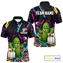 Load image into Gallery viewer, Colorful Bowling Jersey Funny Cactus Bowling Polo &amp; 1/4 Zip For Men Custom Bowling Team Shirts TDM6492