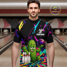 Load image into Gallery viewer, Colorful Bowling Jersey Funny Cactus Bowling Polo &amp; 1/4 Zip For Men Custom Bowling Team Shirts TDM6492