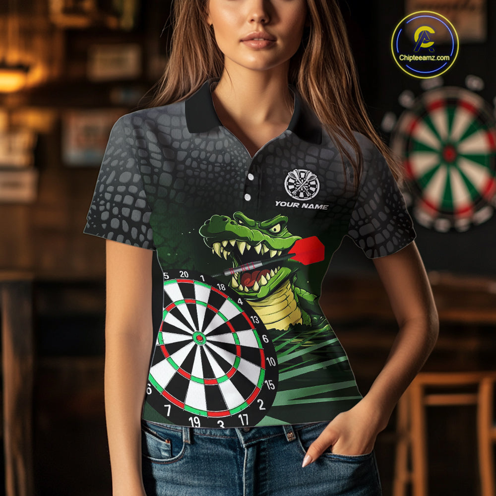 Personalized Green Funny Crocodilian Darts Shirts For Women, Darts Team Jerseys, Darts Gifts TDM4567