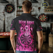 Load image into Gallery viewer, Fire Flame Darts Board American Flag Skull Dart Shirts For Men Custom Darts Team Jerseys |Pink TDM4774