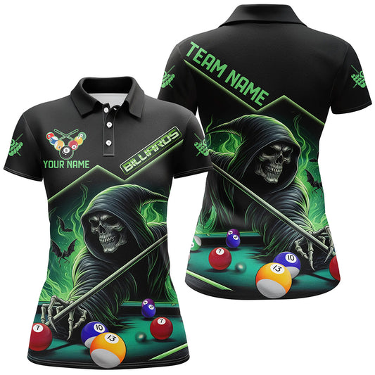 Funny Green Grim Reaper Play Pool Custom 3D Printed Billiard Shirts For Women Billiard Jerseys TDM2967