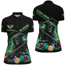 Load image into Gallery viewer, Funny Green Death Skeleton Play Pool Custom 3D Printed Billiard Shirts For Women Billiard Jerseys TDM2967