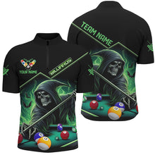 Load image into Gallery viewer, Funny Green Death Skeleton Play Pool Custom 3D Printed Billiard Shirts For Men Billiard Jerseys TDM2967