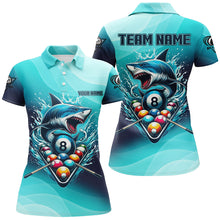 Load image into Gallery viewer, Personalized Blue Pool Ball Shark Billiard Shirts For Women Custom Team League Billiard Jerseys TDM2969