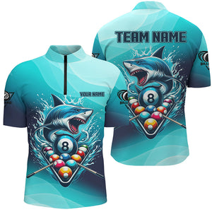 Personalized Blue Pool Ball Shark Billiard Shirts For Men Custom Team League Billiard Jerseys TDM2969