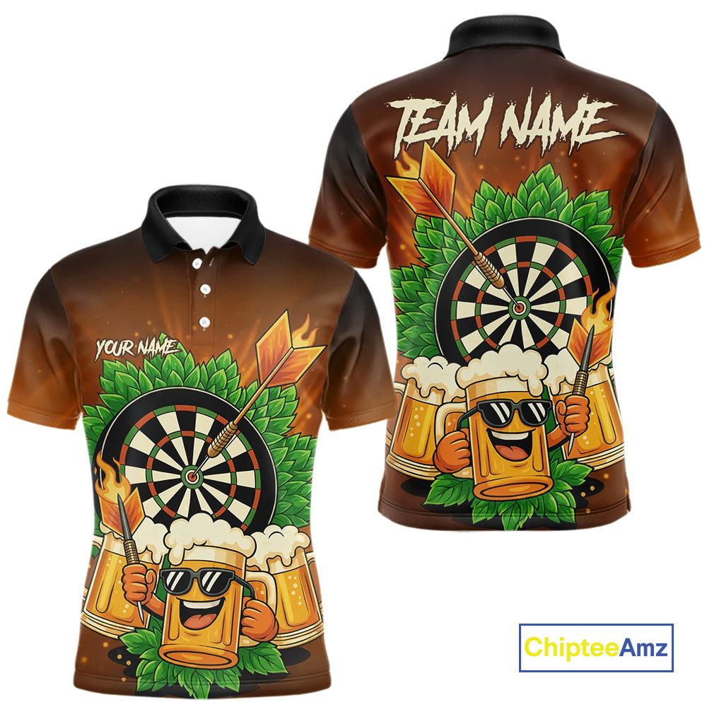 Funny Beer And Dartboard Mens Dart Shirts Custom Dart Jerseys Drinking Team Shirt Polo & 1/4 Zip TDM5183