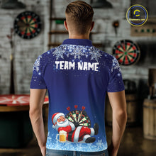 Load image into Gallery viewer, Funny Santa Blue Christmas Darts Shirt For Men Custom Snowflake Xmas Darts Jersey Gifts TDM5190