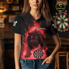 Load image into Gallery viewer, Red Flaming Lion Darts Shirts For Women Custom Fire Darts League Jersey Team Polo &amp; 1/4 Zip TDM6065