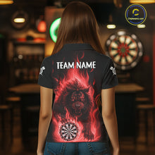 Load image into Gallery viewer, Red Flaming Lion Darts Shirts For Women Custom Fire Darts League Jersey Team Polo &amp; 1/4 Zip TDM6065