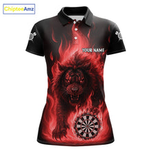 Load image into Gallery viewer, Red Flaming Lion Darts Shirts For Women Custom Fire Darts League Jersey Team Polo &amp; 1/4 Zip TDM6065