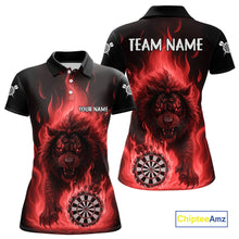 Load image into Gallery viewer, Red Flaming Lion Darts Shirts For Women Custom Fire Darts League Jersey Team Polo &amp; 1/4 Zip TDM6065