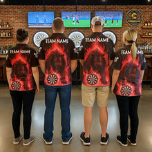 Load image into Gallery viewer, Red Flaming Lion Darts Shirts For Women Custom Fire Darts League Jersey Team Polo &amp; 1/4 Zip TDM6065
