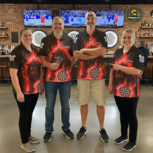 Load image into Gallery viewer, Red Flaming Lion Darts Shirts For Women Custom Fire Darts League Jersey Team Polo &amp; 1/4 Zip TDM6065