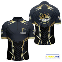 Load image into Gallery viewer, Billiard Jerseys For Men Custom Polo &amp; Quarter-Zip Billiard Team Shirts, 8 Ball Pool Shirt |Gold TDM3978
