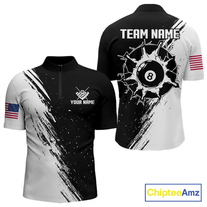 Black And White 8 Ball Billiard Pool Shirts For Men Custom Billiard Tournament Team Jersey TDM7236